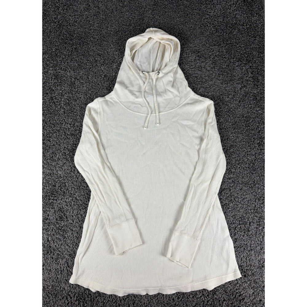 Patagonia Worn Wear Organic Cotton Waffle Knit Thermal Hoodie Cream White Medium